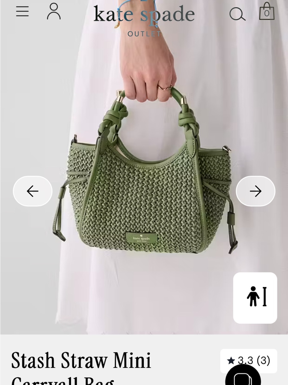 kate spade Olive Mini Straw cedar Stan stash bag NWT - Picture 9 of 12